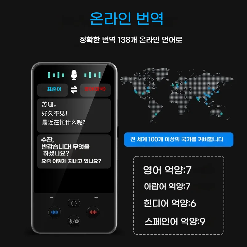 3.54인치 터치스크린 S85PRO 번역기, 다국어 그룹 채팅, 동시 통역 및 사진 번역