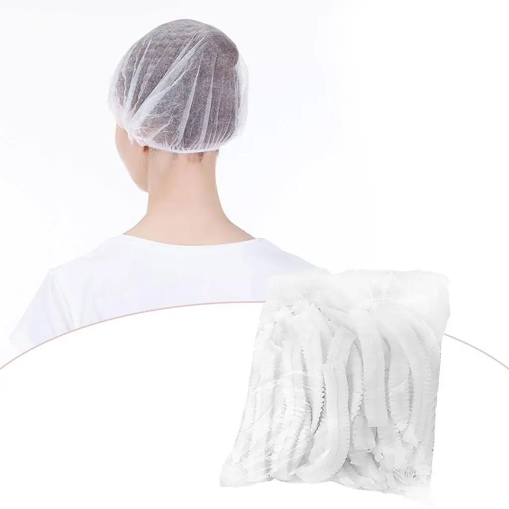 100 Pieces Disposable Shower Caps Non-woven Anti Dust Hats for Hair Salon