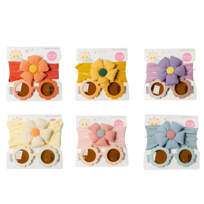 

Baby Flower Headband Floral Sunglasses 2pcs/set UV for Protection Supplies for Kids Toddler Infant Girls Boys Outdoor Traveling