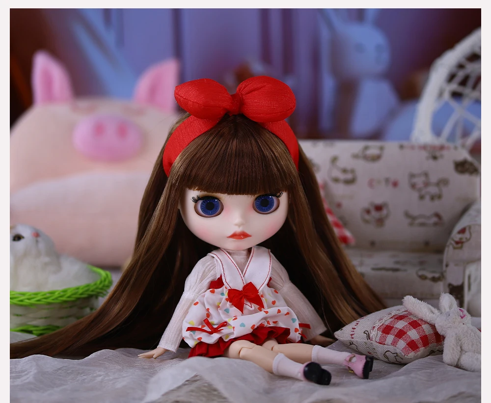 Honey – Premium Custom Neo Blythe Doll with Brown Hair, White Skin & Matte Cute Face 10