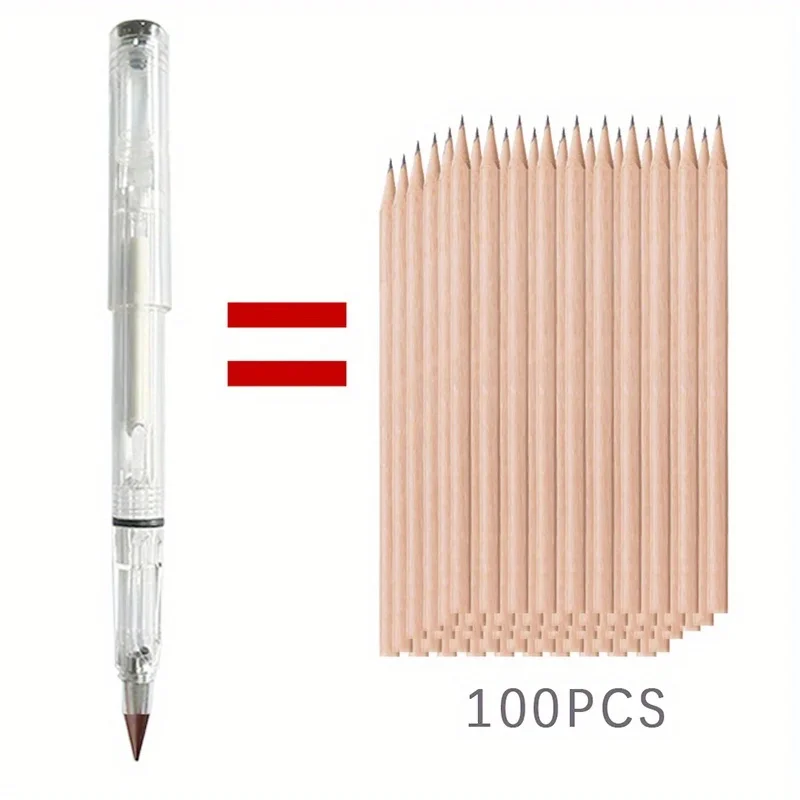 13Pcs/set Transparent Eternal Pencils with 12 Color Interchangeable Heads Ink Free Art Painting Office Signature Tools Unlimited 2