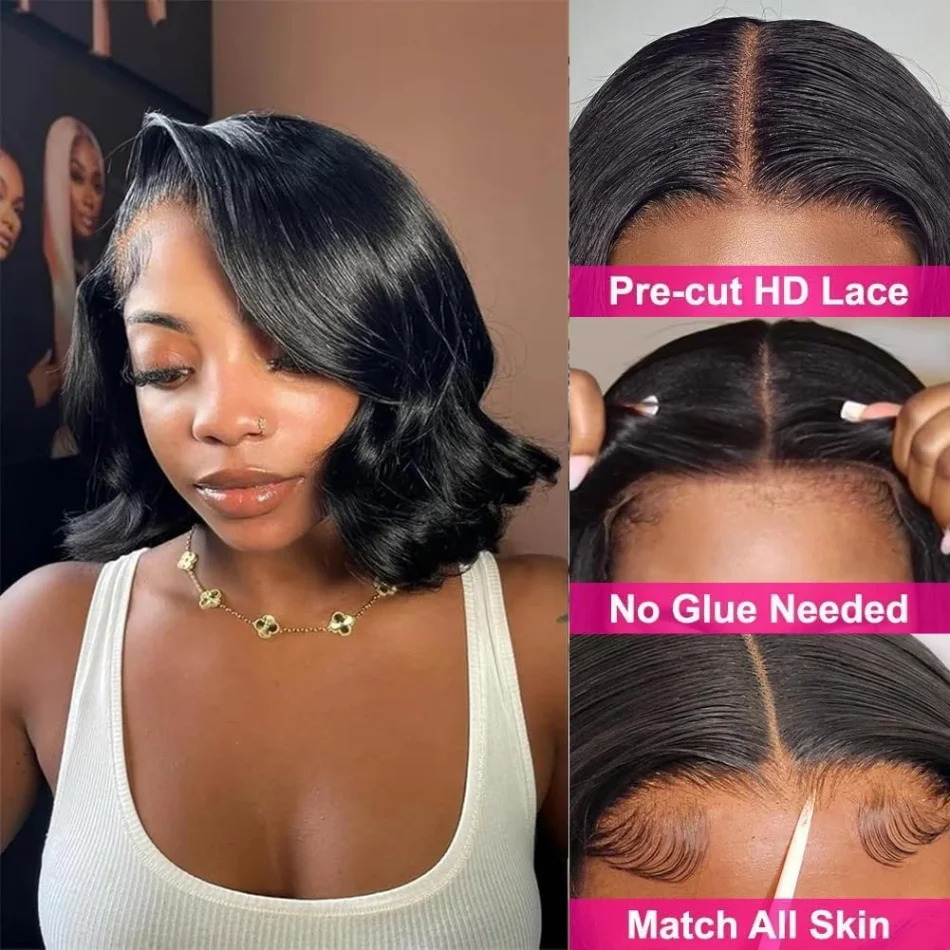 Bob Wig 5X5 Hd Lace Closure Wig Short Glueless Body Wave Human Hair Wigs 13X6 Hd Lace Wigs 220 Density 8 16 Inch For Black Women
