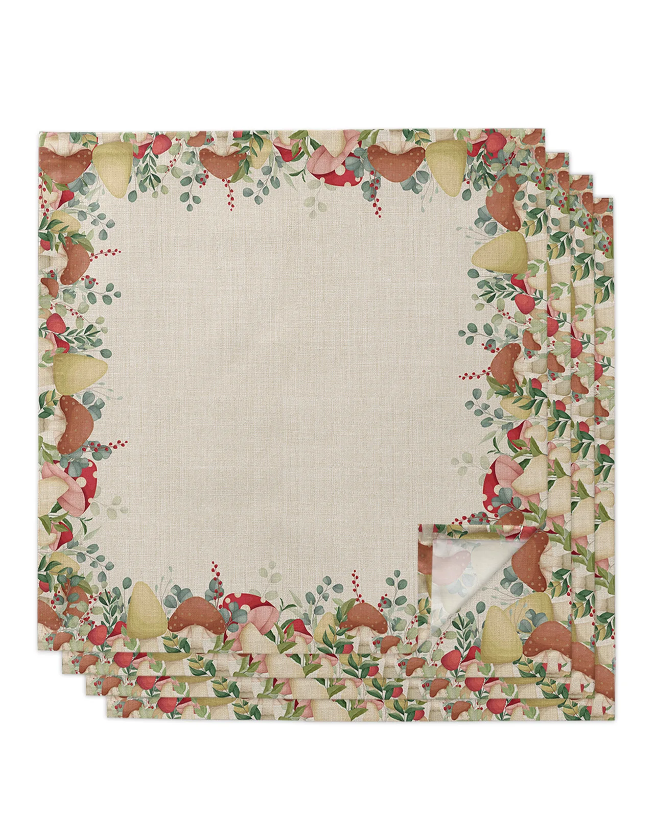 

Осенний платок с грибами, растениями, листьями, планкой