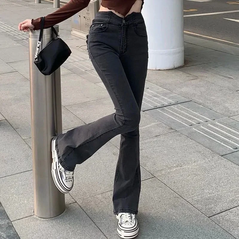 Women Harajuku 90s Aesthetic Denim Long Trousers Ladies Streetwear Outfits Straight Pants Vintage Star Print High Waist Jeans