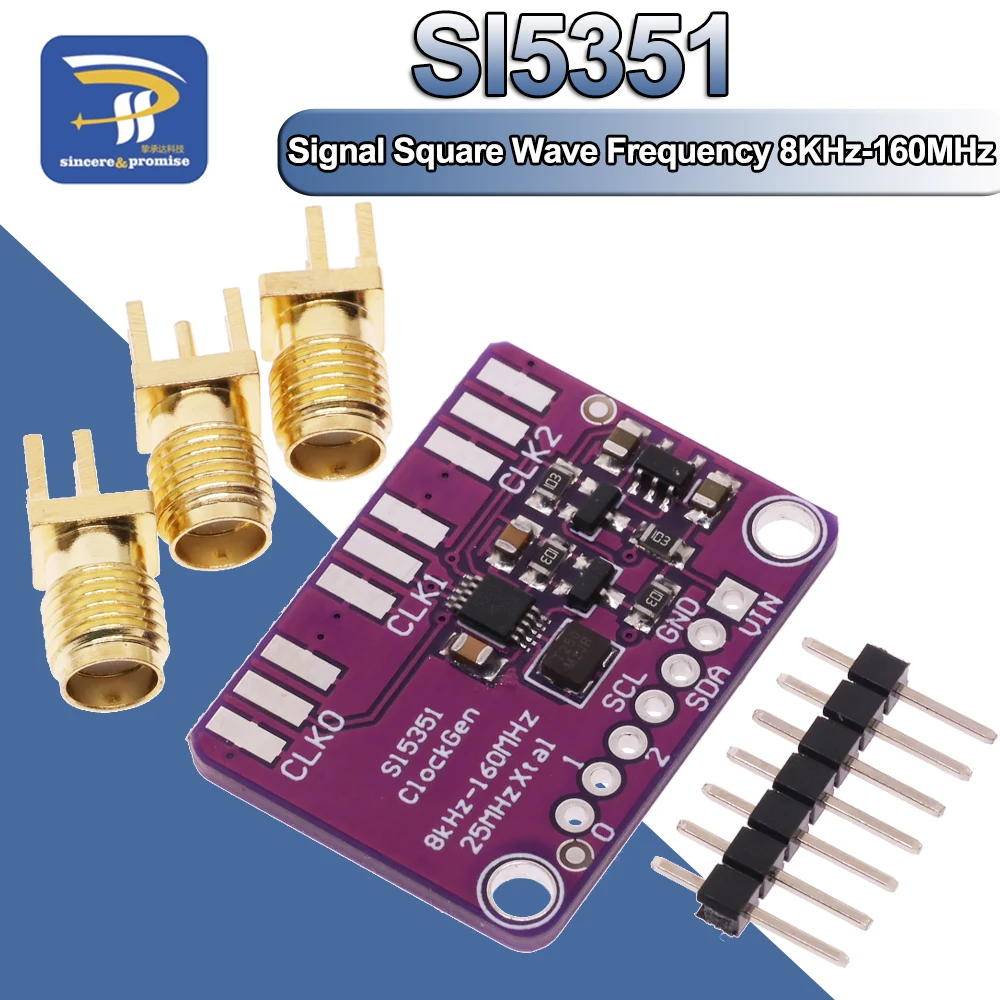 DC 3V 5V SI5351 SI5351A I2C Clock Signal Generator Module High Frequency Signal Square Wave Frequency 8KHz-160MHz For Arduino