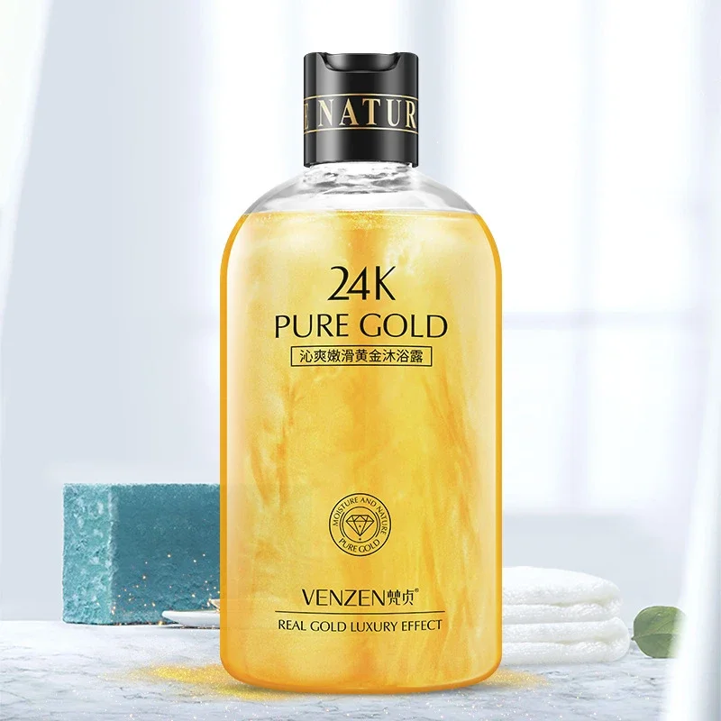 24K Gold Shower Gel Whitening Moisturizing Nourishing Care Bath Lotion Deep Cleansing Foam Body Wash Long Lasting Skin