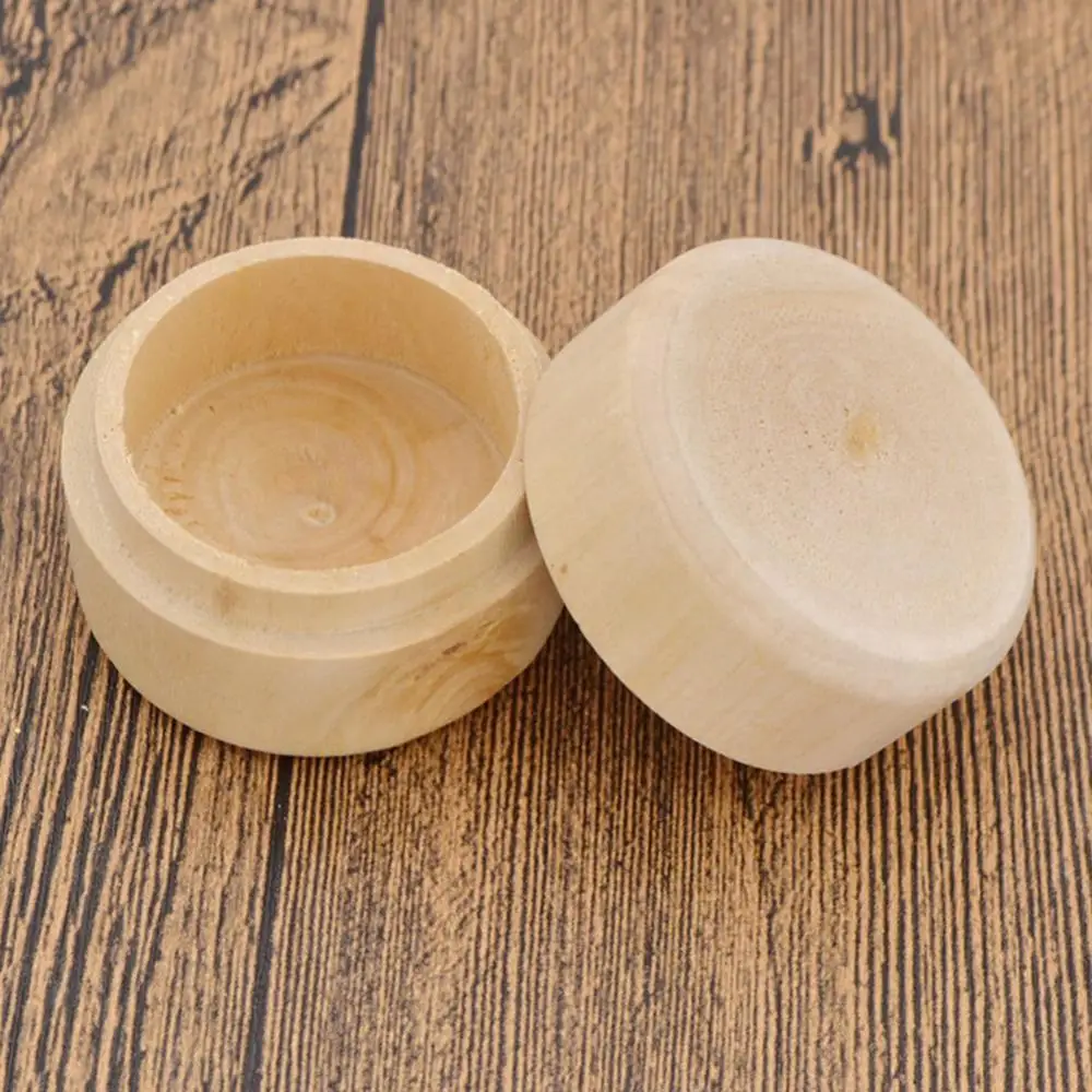 Mini Round Pine Wood Ring Jewelry Trinket Soap Box Storage Container Gift Case 2 pcs pencil pine holder child makeup brush kids storage organizer for toys wood tools pot