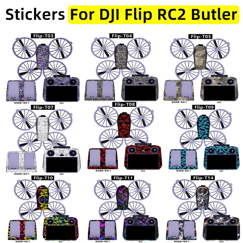 For DJI FLIP Drone Stickers RC2 Remote Controller Charging Manager Protective Film Waterproof Anti-scratch Skin Decoration Decal