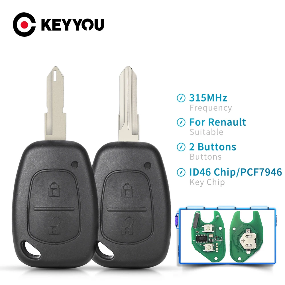 KEYYOU 433 МГц 2 кнопки умный дистанционный ключ для автомобиля ID46 pcf7946 чип Renault Trafic Master