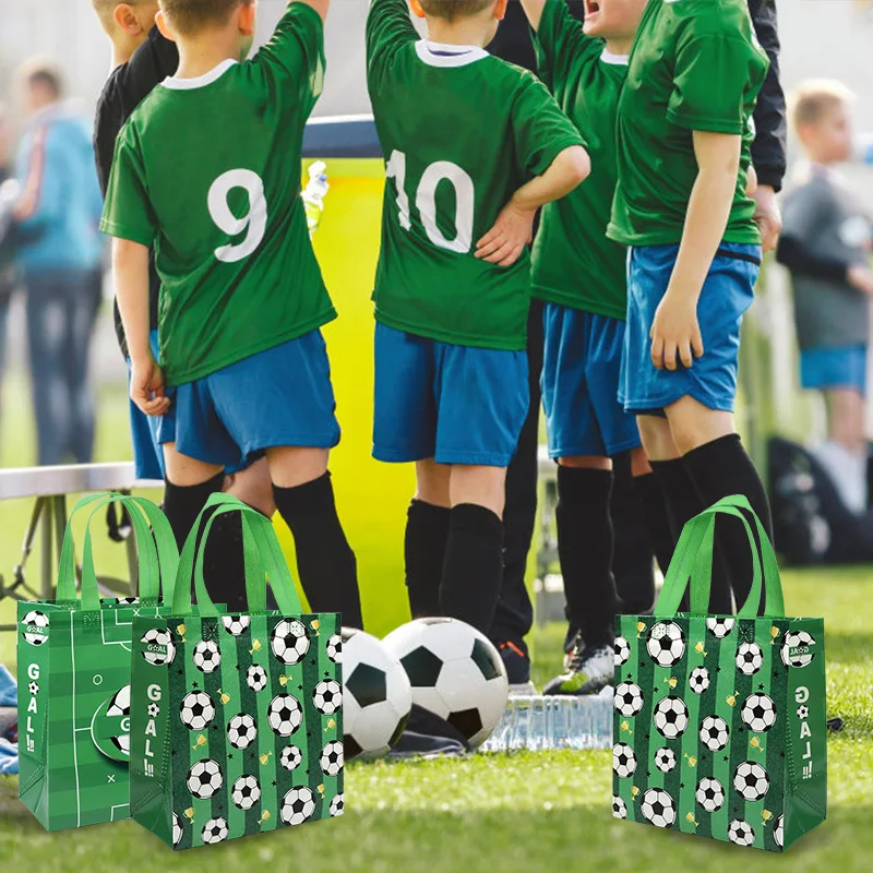 5/10Pcs Sport Theme Football Gift Bag Non-Woven Soccer Shopping Tote Bag Kids Boy Birthday Party Favors for Guests Candy Packing
