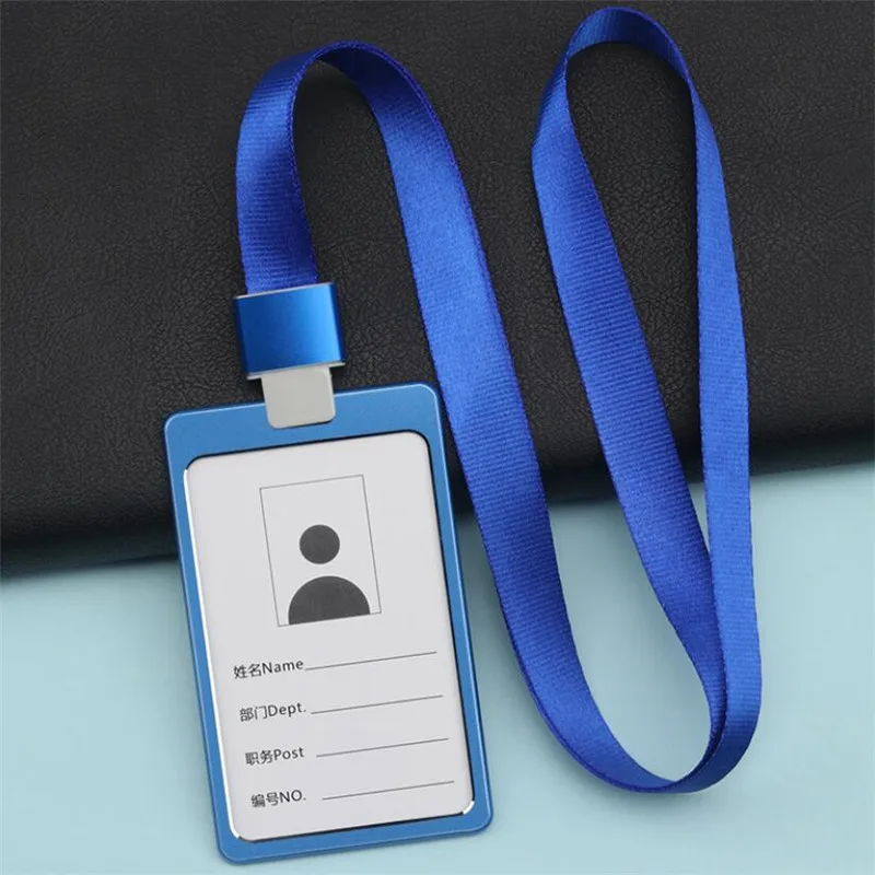 Card Holder Fashion Card Cover Aluminum Alloy Work Name Card Holders Business Work ID Badge Lanyard Holder Rope Metal Bags