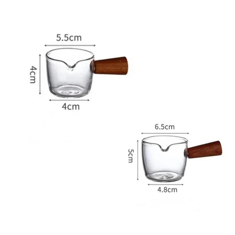 Borosilicate Glass Measuring Cup with Wooden Handle for Coffee and Kitchen