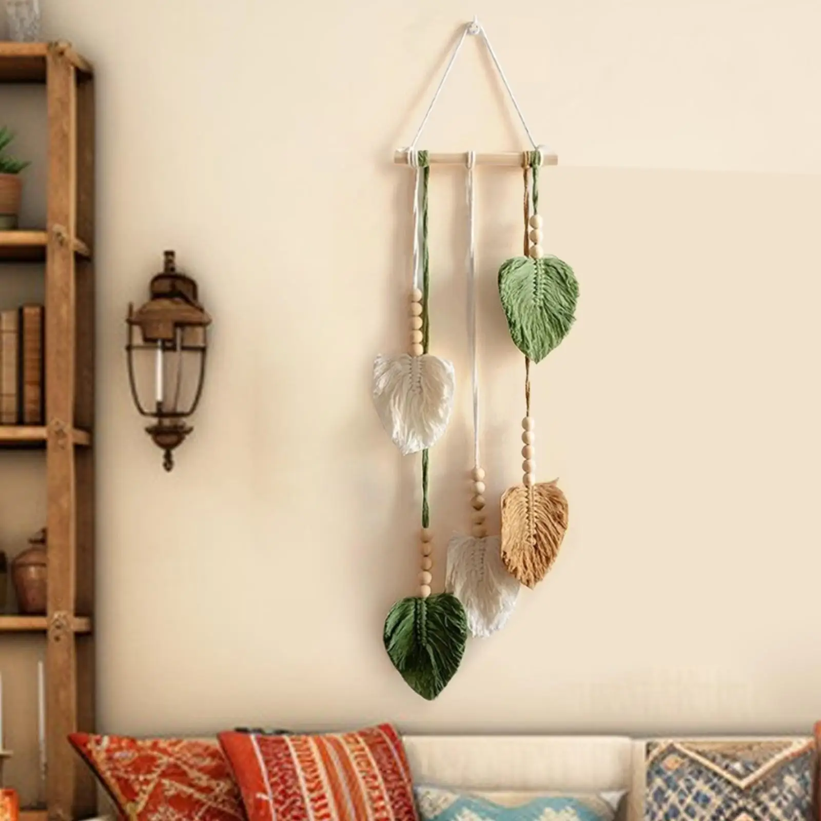 Leaves Woven Tapestry Gift Handmade Boho Wall Decoration for Wedding Bedroom