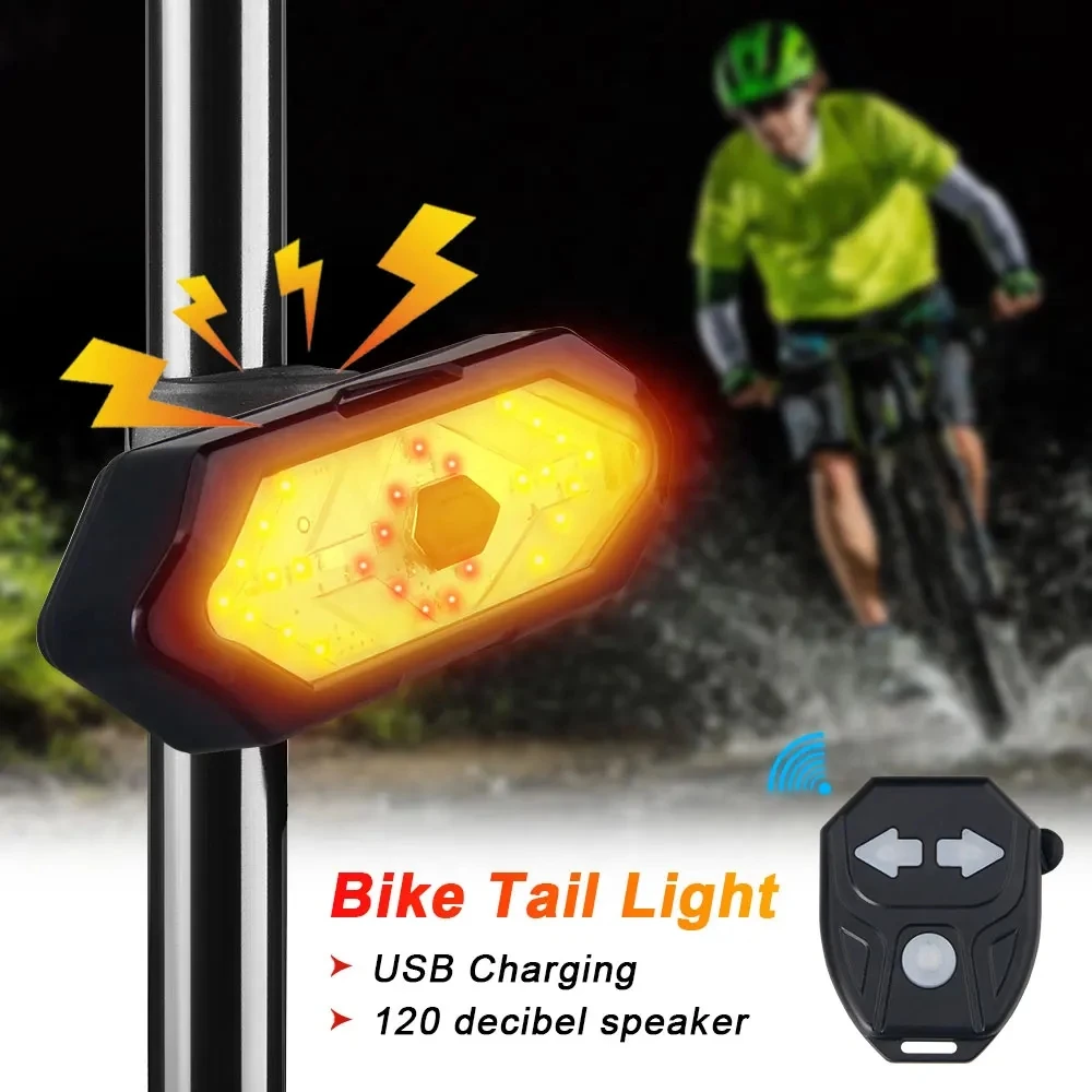 

Bike Turn Signal, Rear Bike Light,Wireless Remote Control Back Bicycle Tail Light for Night Riding With Horn 120 Decibel Speaker