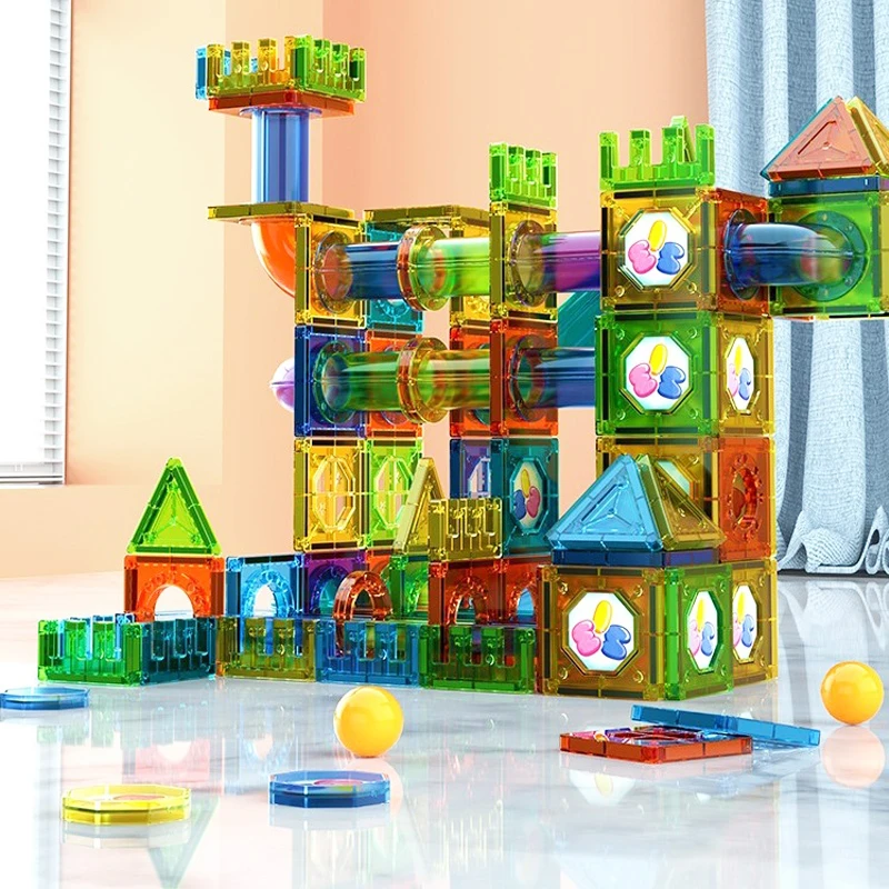 200pcs Colored Window Magnetic Building Blocks Medium Size Magnet Designer Construction Set Educational Toys for Children Gifts