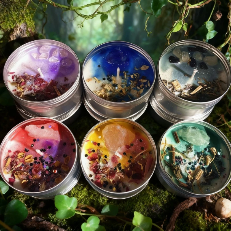 Soy Wax Scented Candle with Seashells and Botanicals