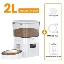 Smart Control Automatic Pet Feeder with Button Access - - 2L (White With US Plug)
