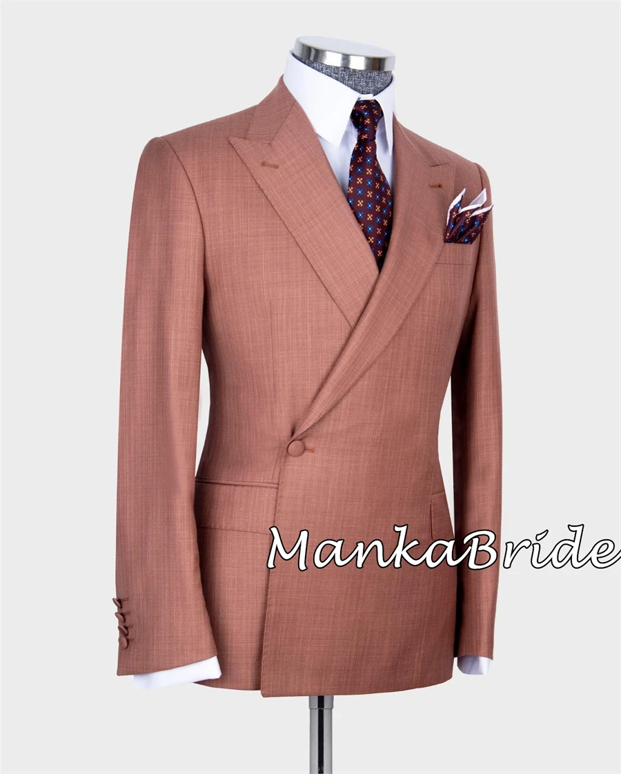 Classic Double Breasted Groom Tuxedo for Wedding 2pcs Blazer Pants Formal Party Business Office Men Suits
