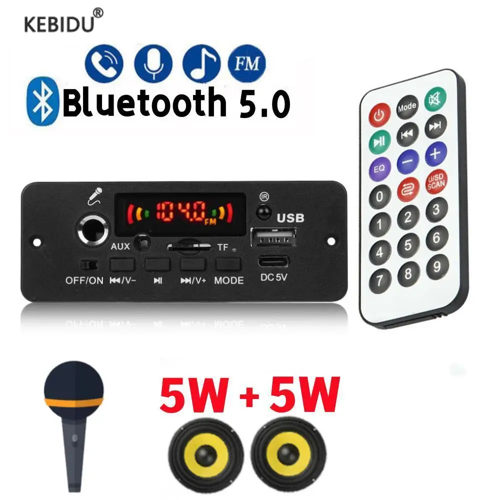 10W Fai Da Te Casa Amplificatore Digitale Scheda Di Decodifica Mp3 5V Alimentazione Audio Bluetooth Fm Lettore Mp3 Usb Per Auto Per Altoparlanti Subwo
