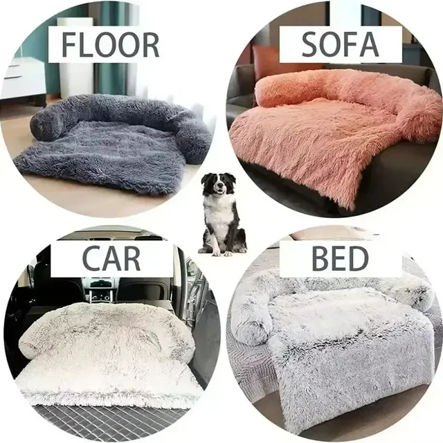Detachable Dog Bed Mat Plush Winter Warm Pet Blanket Anti-Slip Washable Pet Kennel Puppy Medium Small Pad Dog Accessories 3