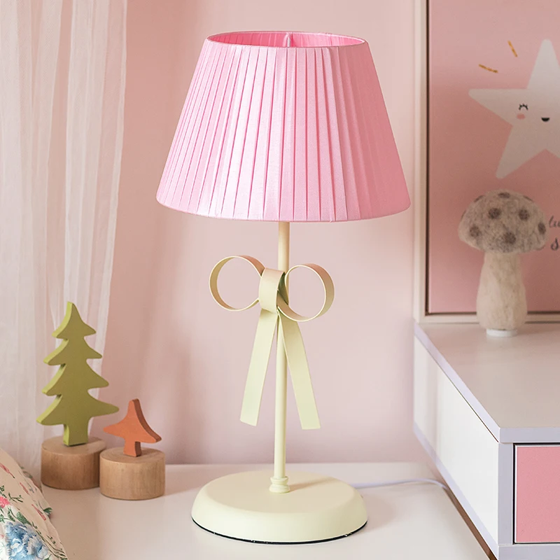 F6 Pink Bow Design Table Lamp, Adjustable Princess Pink Light, Kids' Room Bedside Lamp, Remote-Controlled Nightstand Light 6