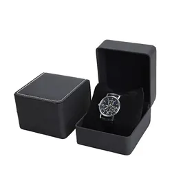 Elegant PU Leather Single Watch Gift Box with Plush Pillow - Premium Display Case (Matte Black)