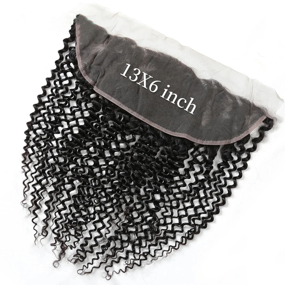 10A Kinky Curly Human Hair Lace Frontal Closures Brazilian 13X4 and 13X6 Lace 100% Remy Hair Frontals Transparent Swiss