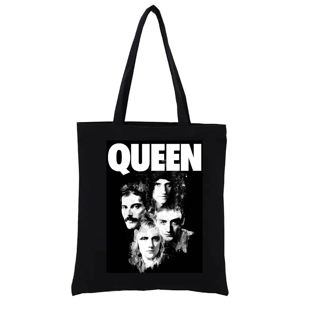 

Tote Bag The Queen Cartoon Image Canvas Shopping Bags Heavy Rock Band Female Large Capacity Reusable Folding Shopper Bags