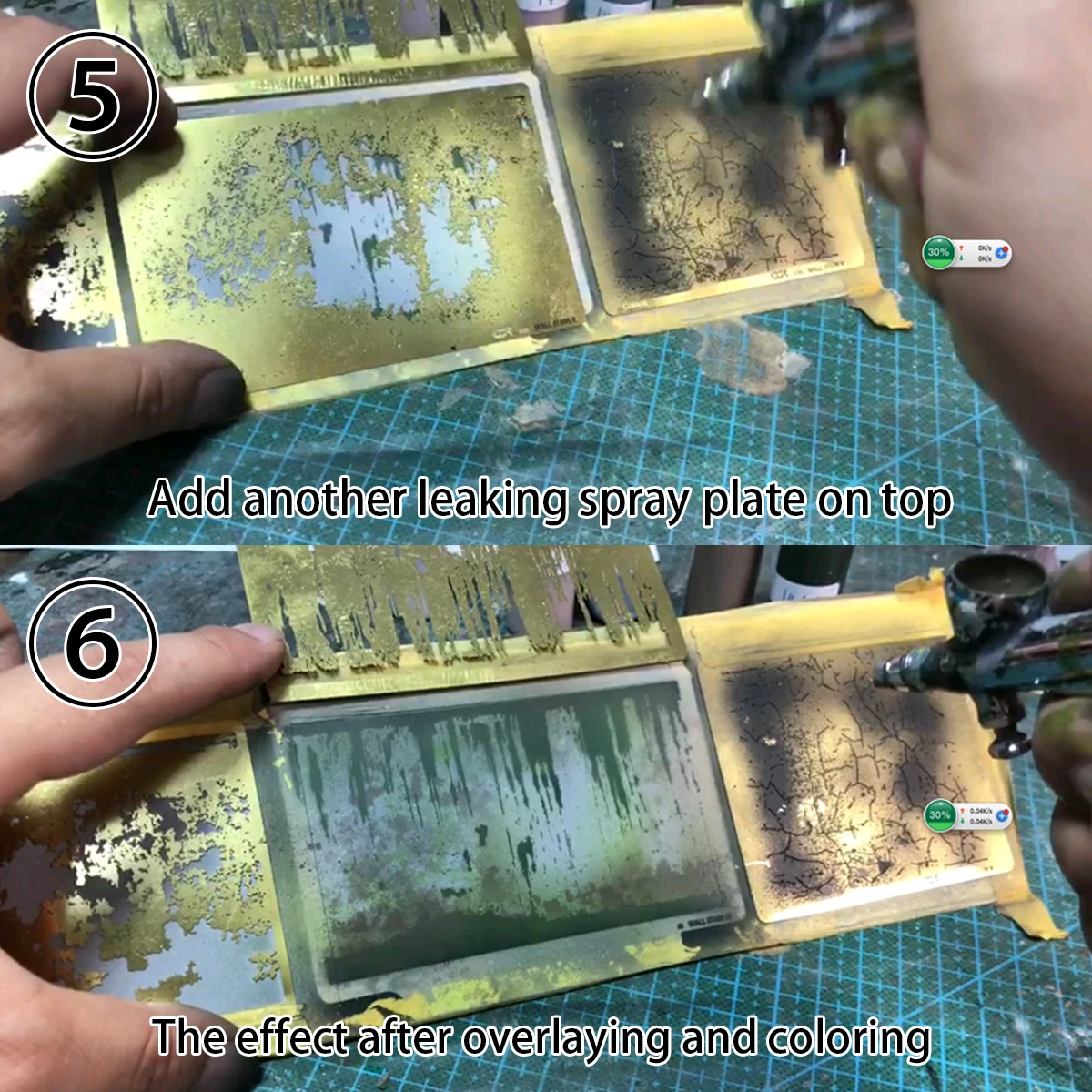 Kit di Strumenti per la Pittura di Modelli in Scala, Maschera Spray Riutilizzabile in Metallo con Stencil per Aerografo, Effetti di Striature d'Acqua e Sporco, Multi-Scala - immagine 5