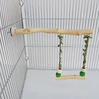 Wood Parrot Stand Pole Double Layer Swing Toy for Bird Tiger Skin Claw Grinding Beak Grinding Stand Pole Bird Cage Accessories 2