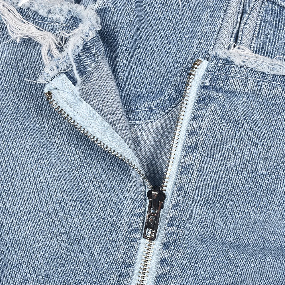 Denim Women Jumpsuit Sexy Hollow Hole Zipper Long Chest Wrapped Y2k Sleeveless Jump Suit for Female Streetwear Summer 2024 New