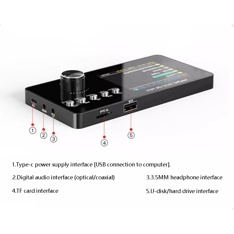 Mini Digital Audio Player Decoder DSD256 Lossless Decoding QCC5125 Bluetooth 5.1 HIFI Player USB TF Card Read 5.1 Channel