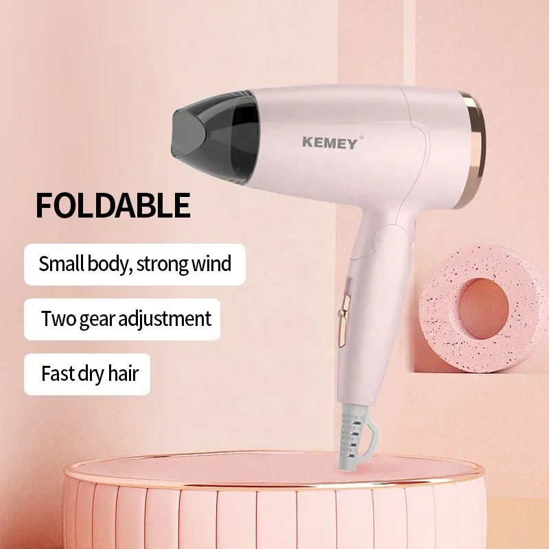 Kemei KM-6837 simple foldable household color portable hair dryer, negative ion constant temperature hair care hair dryer 3