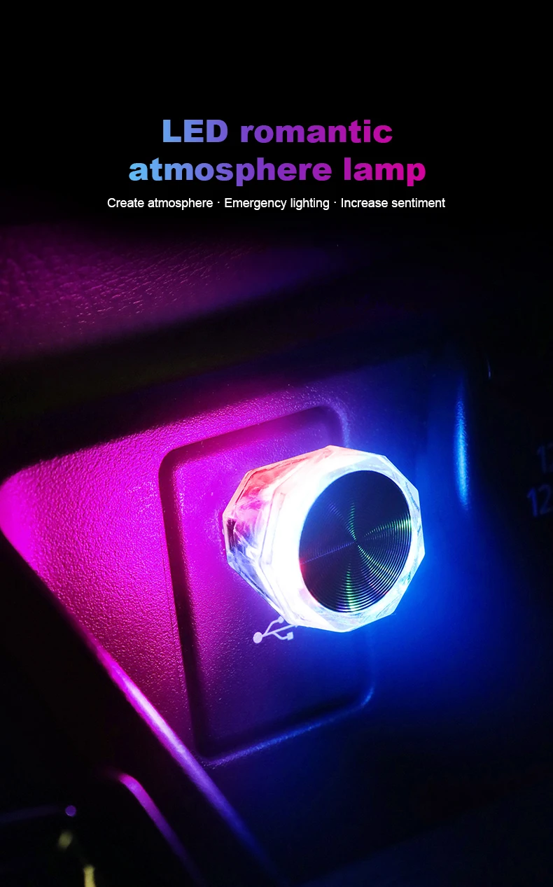 Description Picture 2 of itemPortable USB Plug Car Light Mini LED Colorful Ambient Light Neon Interior Lamps Auto Atmosphere Light Computer Car Accessory