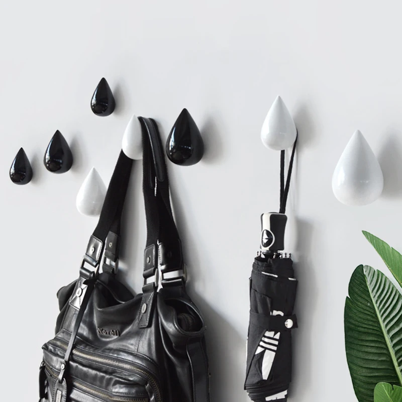 Wall Mounted Hook Creative Water Droplet Clothes Hats Hook Powerful Multi-Purpose Keychain Decorative Wall Clothes Storage 5