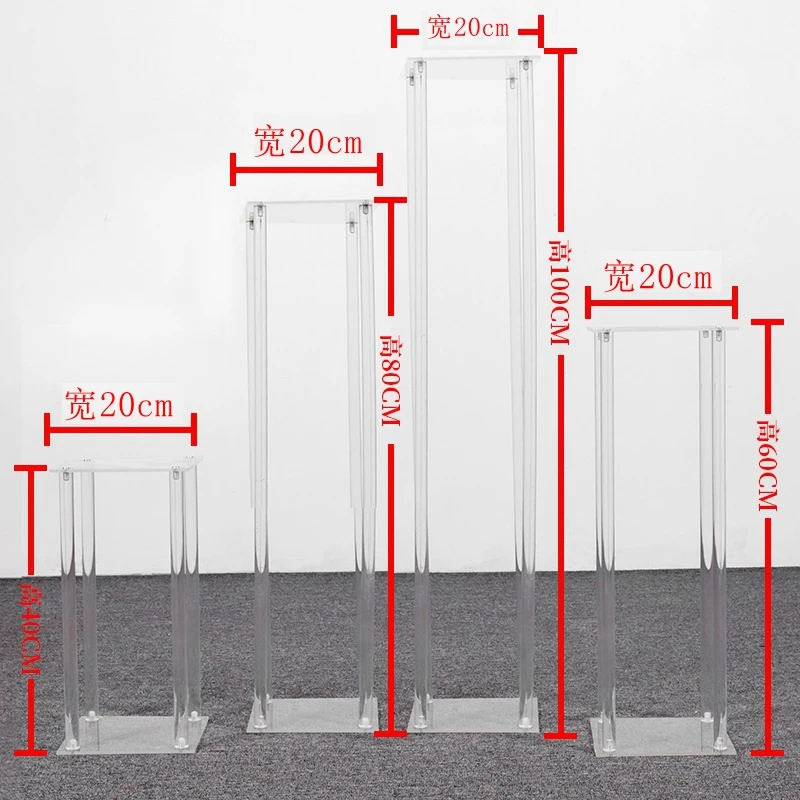 Clear Acrylic Flower Vase for Wedding Decoration, Table Centerpiece, Vintage Floral Stand, Columns for Marriage, 5 Set