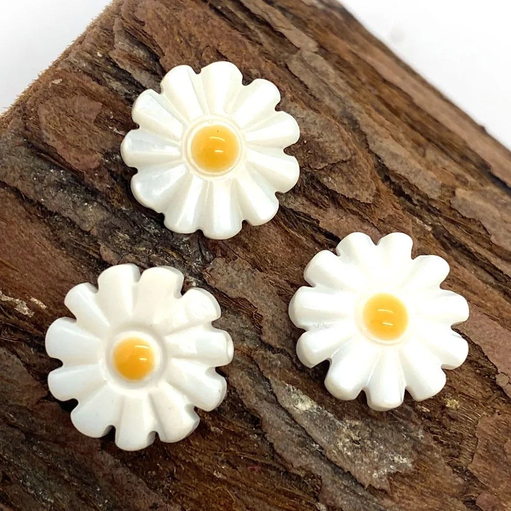 여성용 천연 진주 껍질 비즈, 귀여운 작은 데이지 모양, 창의적인 루즈 비즈 쥬얼리, DIY 매력 팔찌 선물, 6-12mm, 10 팩
