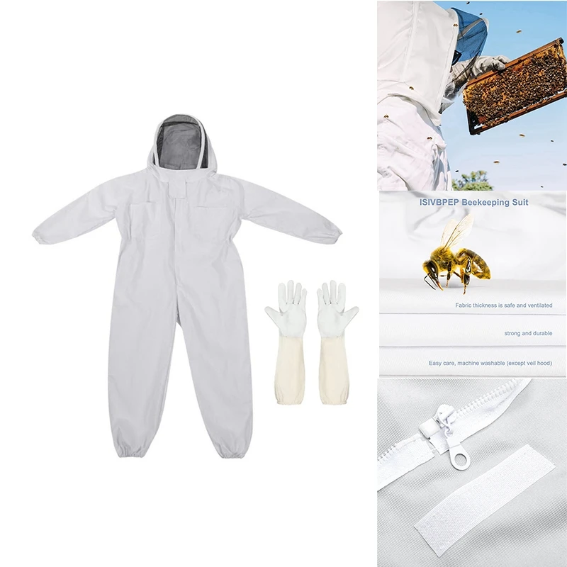 

Bee Suit For Men Women,Bee Keeper With Beekeeping Gloves,With Veil Hood,For Professional Beekeepers And Beginners