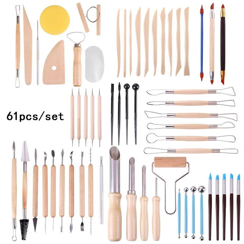 61Pcs Clay Tools Sculpting Pottery Tools Polymer Modeling Clay