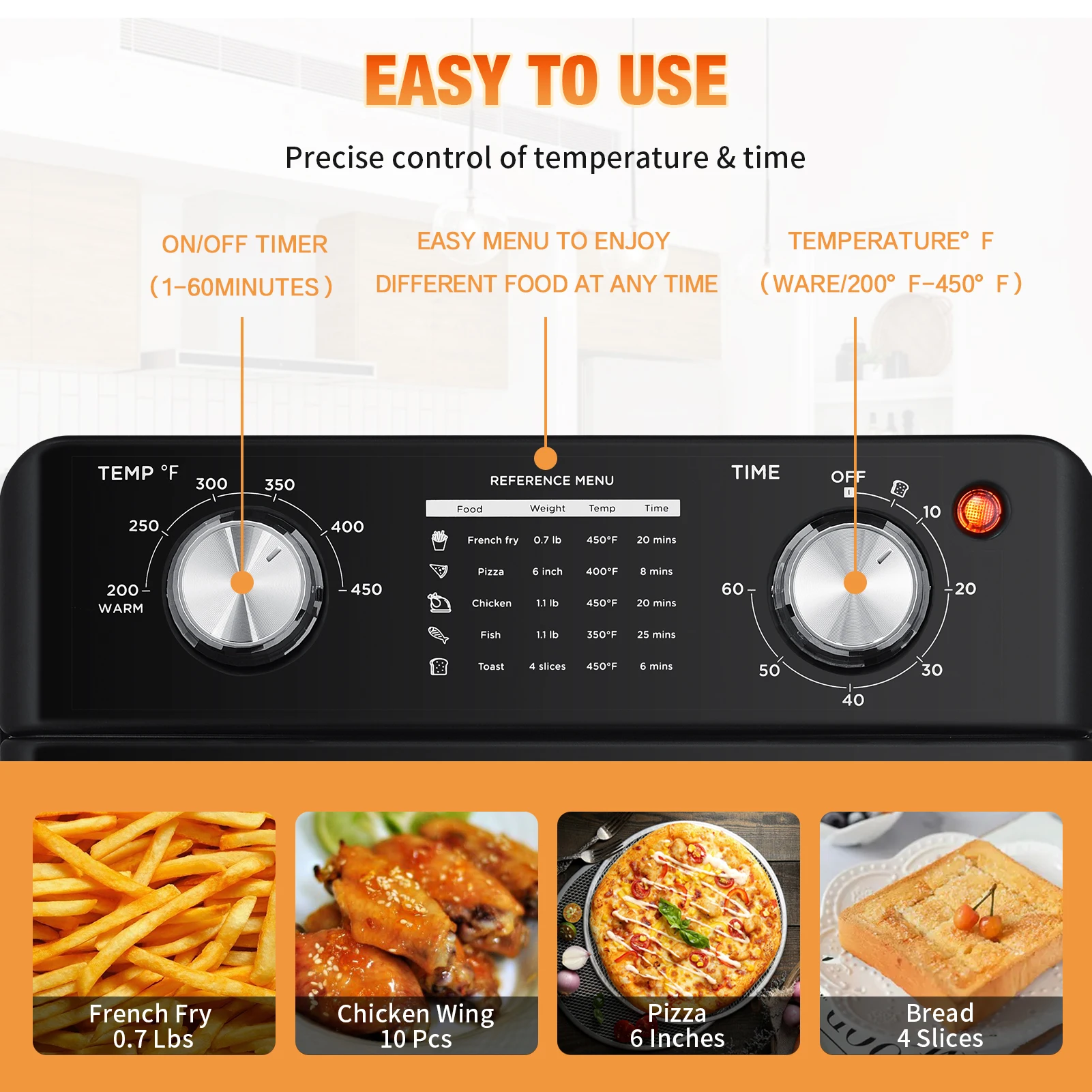 

Geek Chef air fryer 10QT, countertop toaster oven, 4-piece toaster air fryer oven warm, air fryer, oil-free, black stainless ste