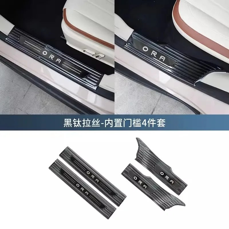 

For Changan Good Cat Ora 2021 4 Pieces/set High Quality Stainless Steel Door Sill Cover Welcome Pedals Decorative Car