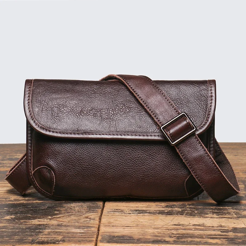 

Retro Casual Man Satchel Bag Vegetable Tanned Leather Daily Carry Clutch Men's Cell Phone Shoulder