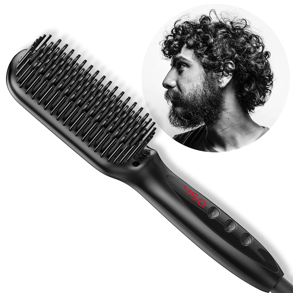 Hair Straightener Brush Ceramic Heating Ionic Straightening with Anti-Scald Auto Temperature Lock and Auto-Off Function