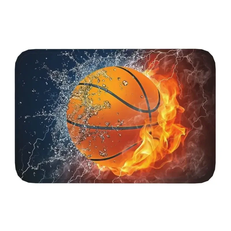 

Basketball Ice And Fire Floor Door Kitchen Bath Mat Anti-Slip Outdoor Sport Player Doormat Toilet Entrance Rug Carpet Footpad