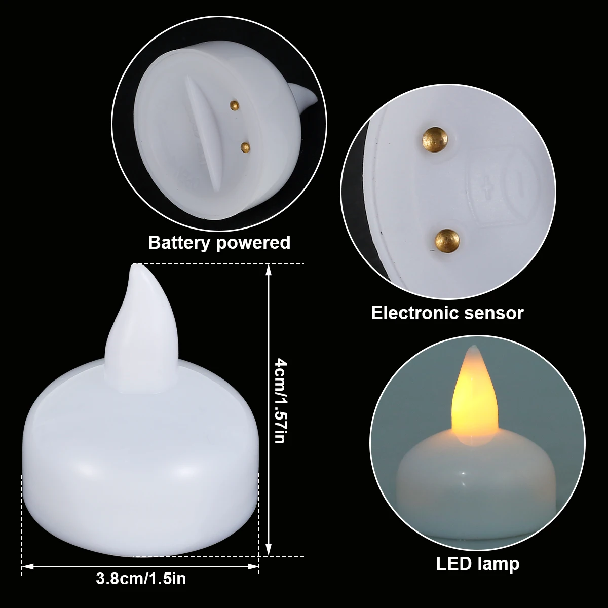 12Pcs LED Floating Candle Light Waterproof Flameless Floating Tealight Smokeless Flickering Prop Lamp Battery Candle Light
