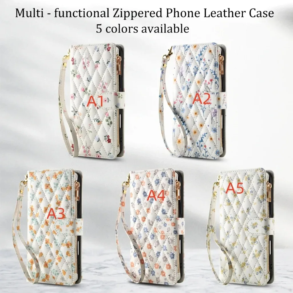 Zipper Card Holder Crossbody Phone Case with Wrist Strap and Lanyard