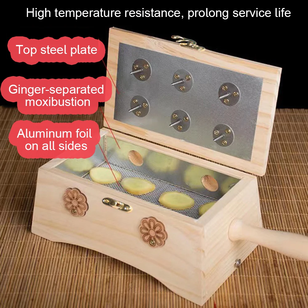 Moxibustion Box Solid wood Burner Warm Acupuntura Massage Therapy Moxa Stick Body Acupoint Massager Health Care Relieve Pain