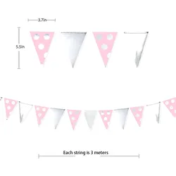 Elegant Champagne Gold Party Banner Garland for Celebratory Decorations (Pink Silver Polka)