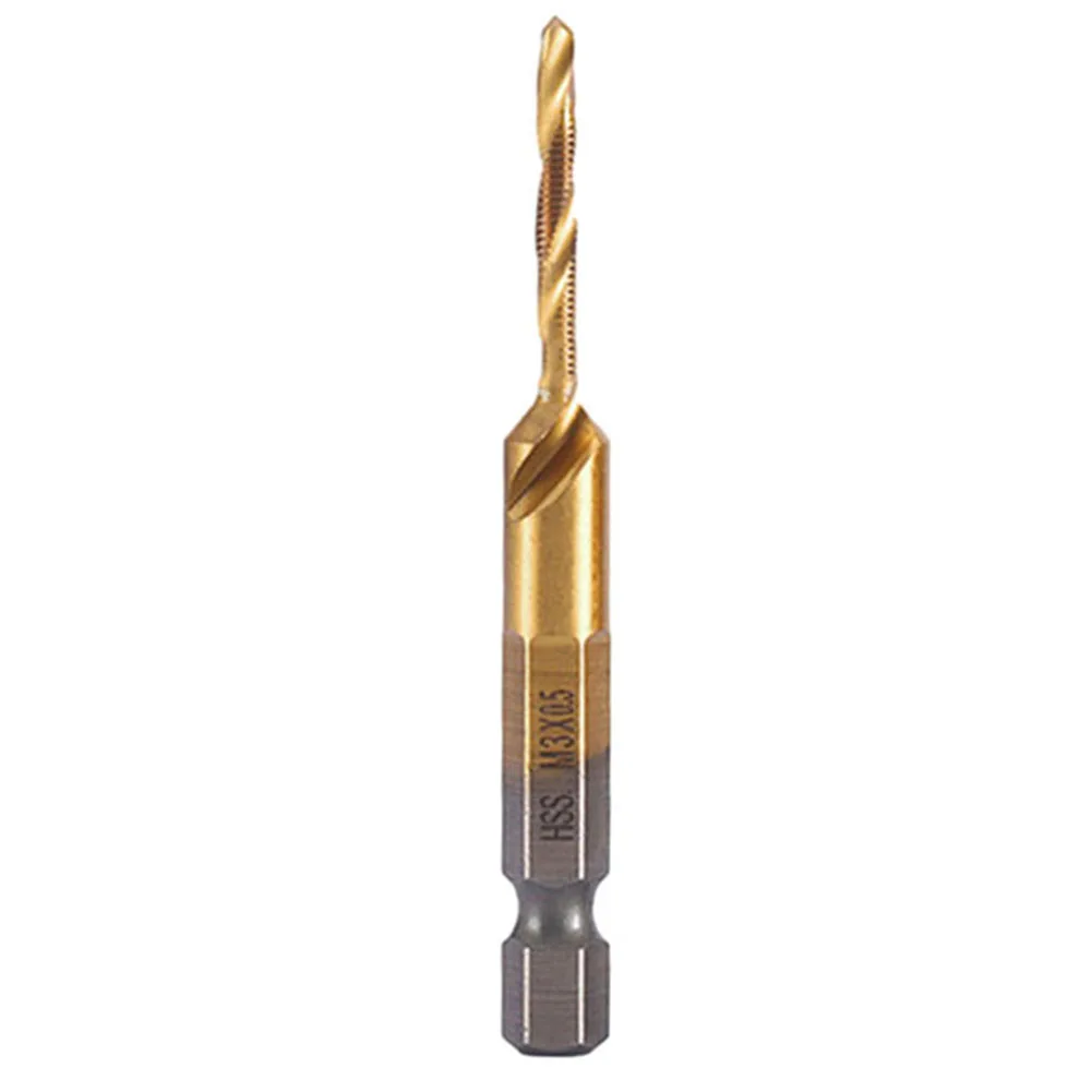 

Plated Thread Tap Hex Shank Metric Tap 1pcs HSS 4341 Hole Tapping Chamfering In M3 To M10 Titanium Tin Alloy Wood