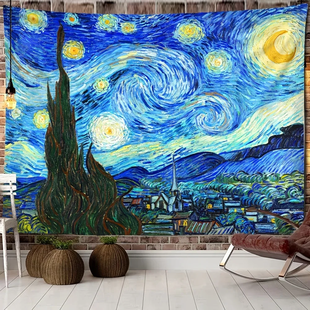 

1 шт. картина маслом звезда луна ночь гобелен настенный подвесной Ван Гог спальня гостиная домашний декор
